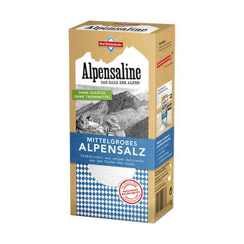alpensalz.kaufen - Alpensaline - Das Salz der Alpen - Mittelgrobes Alpensalz 1 kg Paket